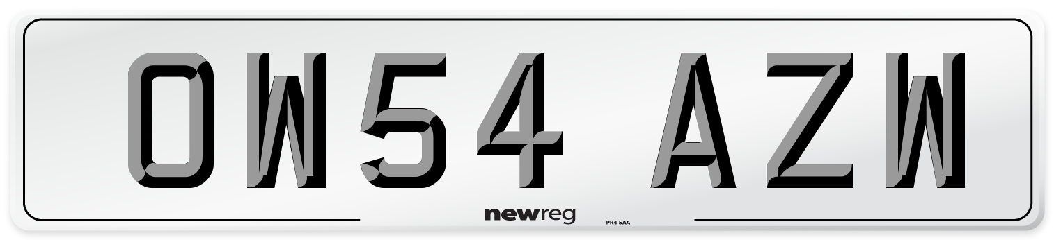 OW54 AZW Number Plate from New Reg